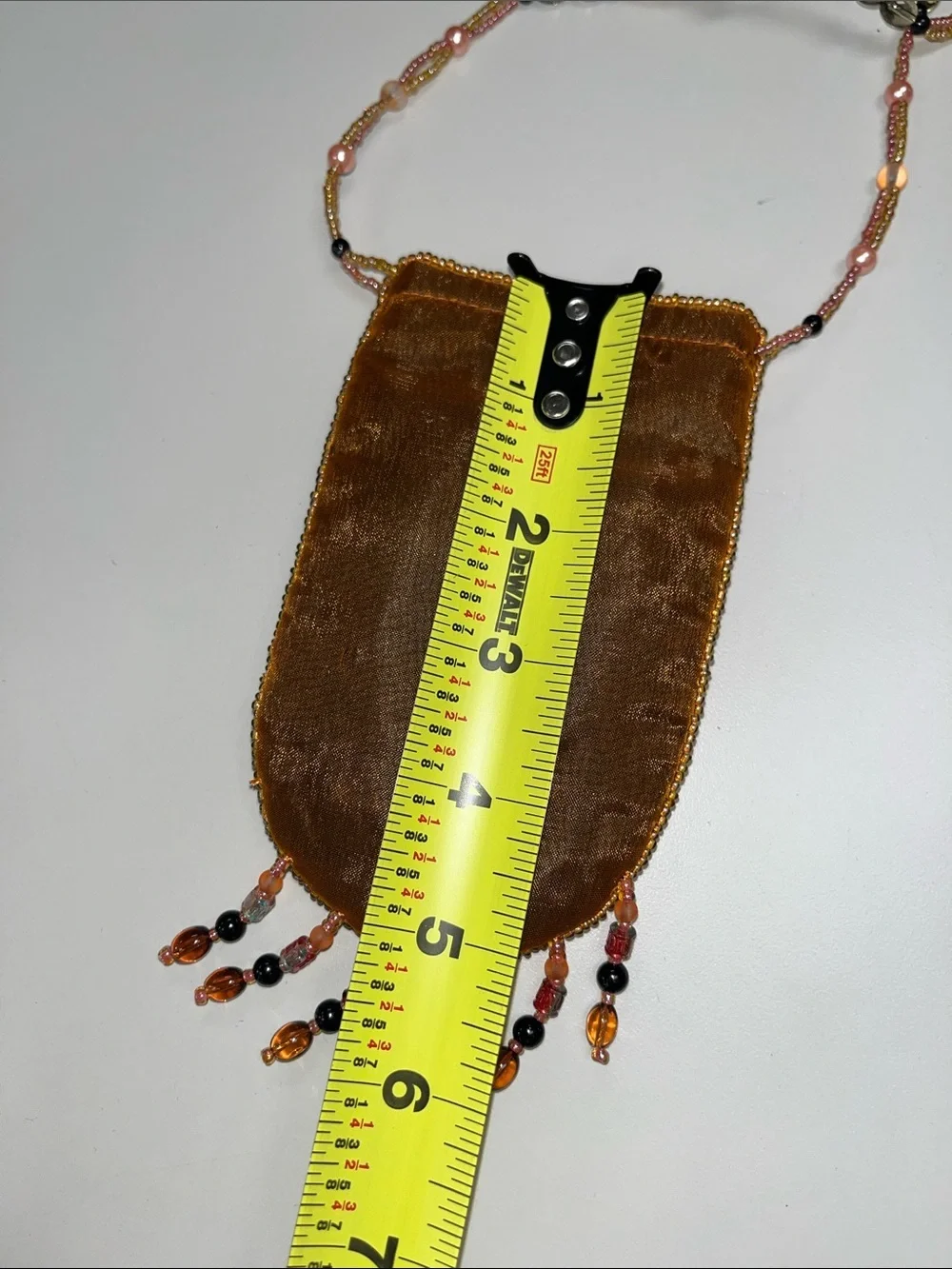 Source Unknown Brown Beaded Fringe Phone Case Charm w/ butterfly